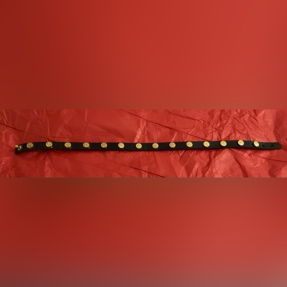 EUC Tory Burch Navy Patent Leather Logo Stud Double Wrap Bracelet - Picture 2 of 6